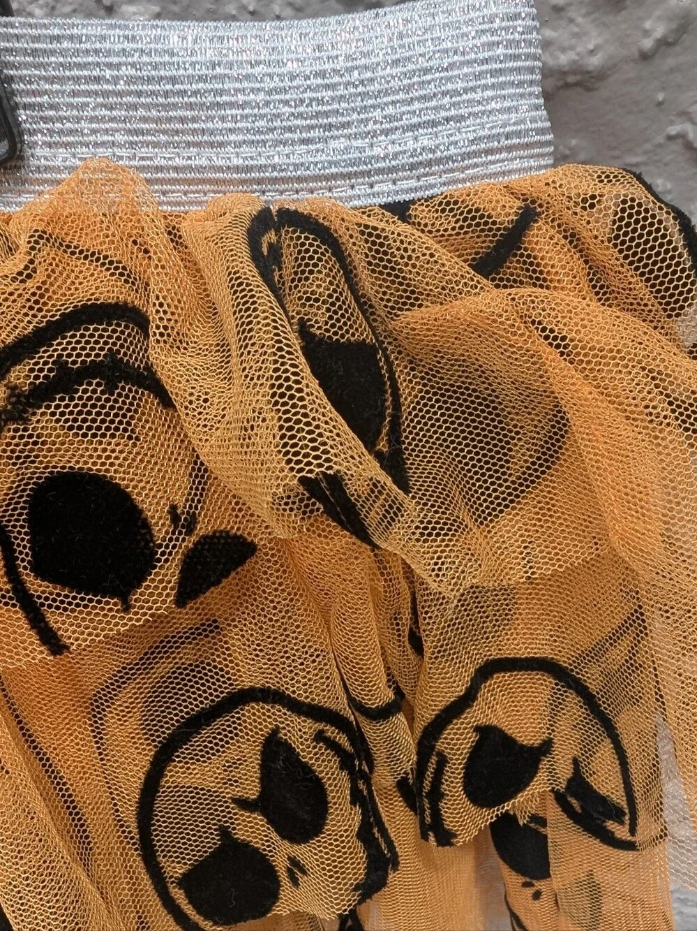 Halloween Skull Tulle Skirt - Orange & Black